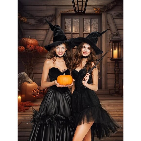Women\'s Large Satin Witch Hat Halloween Costume Accessory Black main image 7